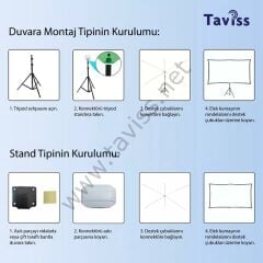 TAVİSS TRİPOD AYAKLI TAŞINABİLİR VE DUVAR KULLANIMLI PROJEKSİYON PERDESİ