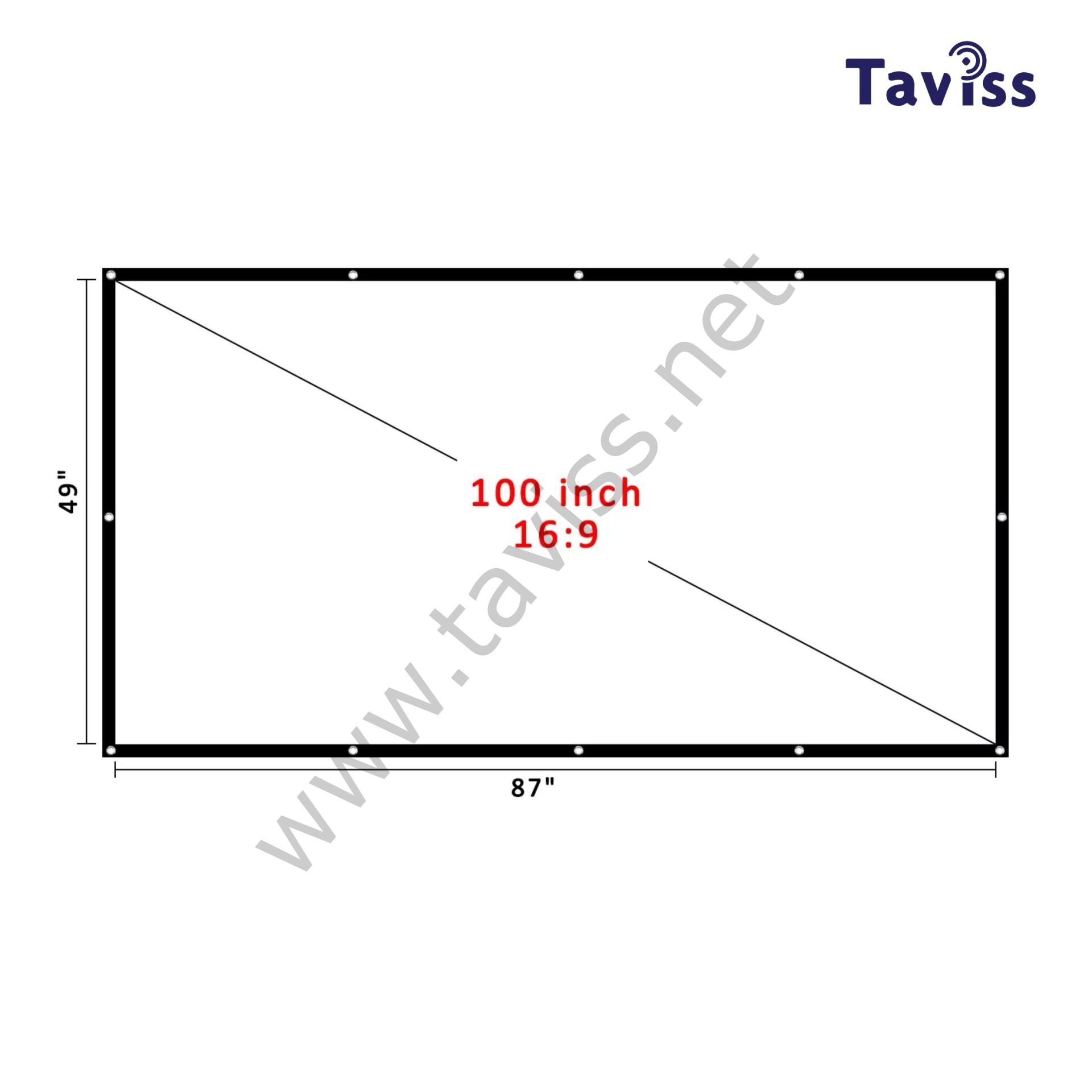 TAVİSS SİYAH ÇERÇEVELİ DUVAR TİPİ PROJEKSİYON PERDESİ