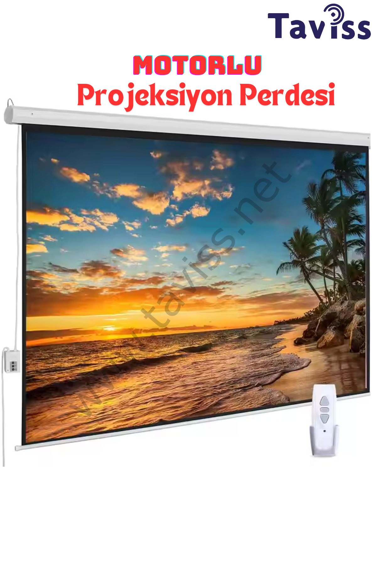 TAVİSS 300X225 CM MOTORLU KUMANDALI PROJEKSİYON PERDESİ