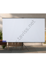 221x124 CM MAT BEYAZ-SİYAH TRİPOD AYAKLI TAŞINABİLİR VE DUVAR KULLANIMLI PROJEKSİYON PERDESİ