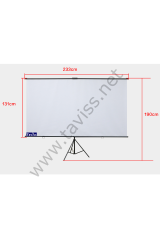 221x124 CM MAT BEYAZ-SİYAH TRİPOD AYAKLI TAŞINABİLİR VE DUVAR KULLANIMLI PROJEKSİYON PERDESİ